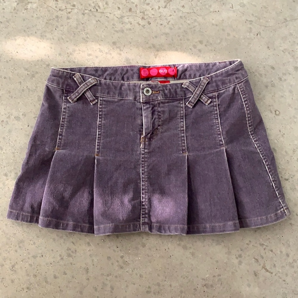 Purple Corduroy Pleated Skirt